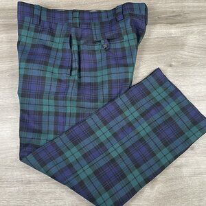 Chipp Plaid Green Purple Trousers Mens Size 36" W New York Inseam 27" Flannel